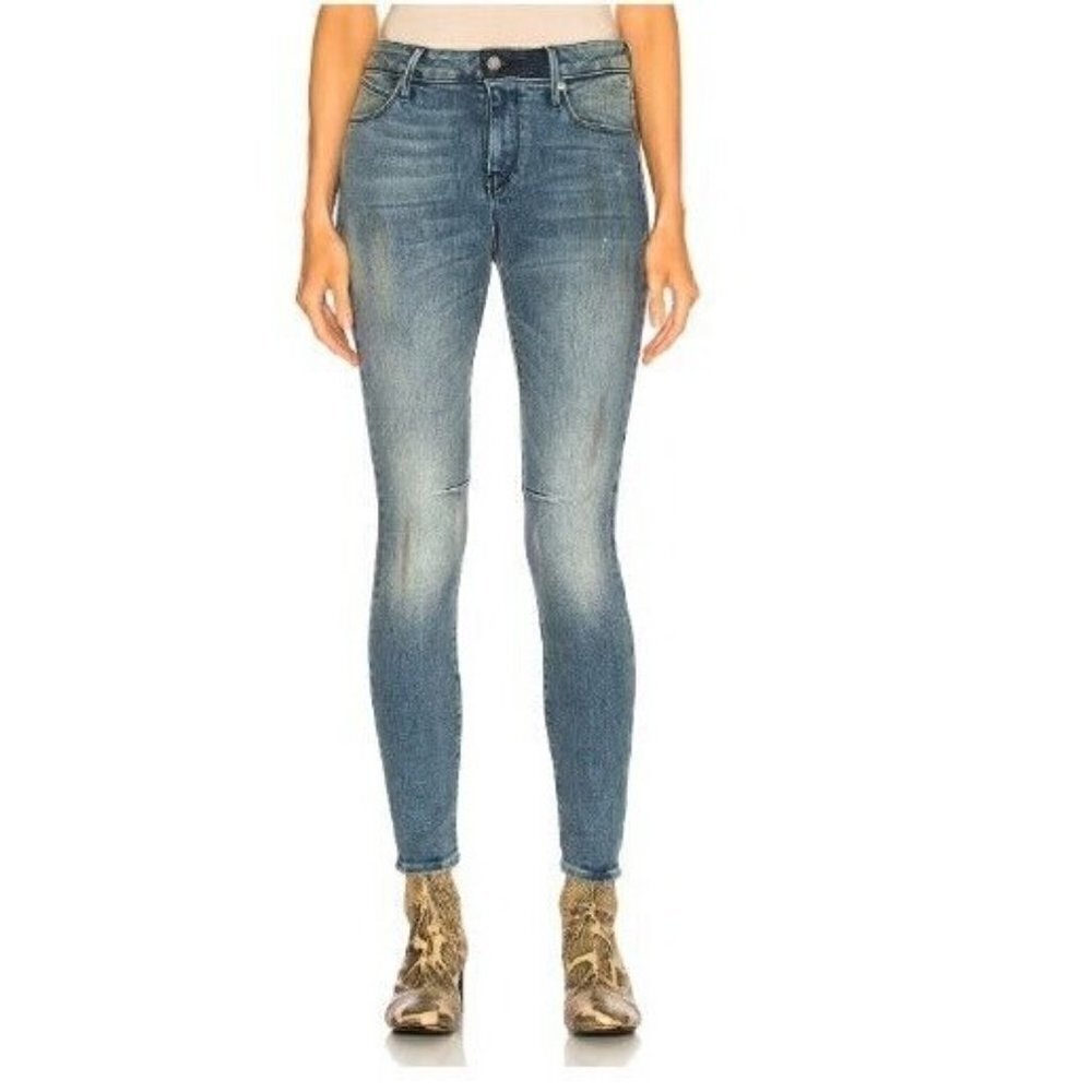 NWOT RtA Prince Skinny Jeans Womens 25 Blue Distressed Zip Front